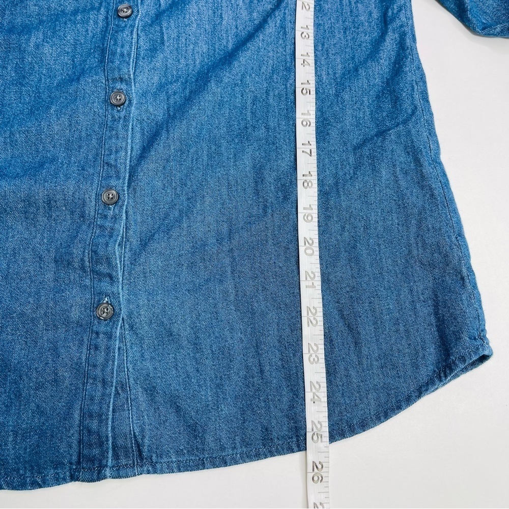 Boden Caitlin smocked shirt mid vintage denim blue ruffle‎ New women's size 6 - Picture 8 of 10